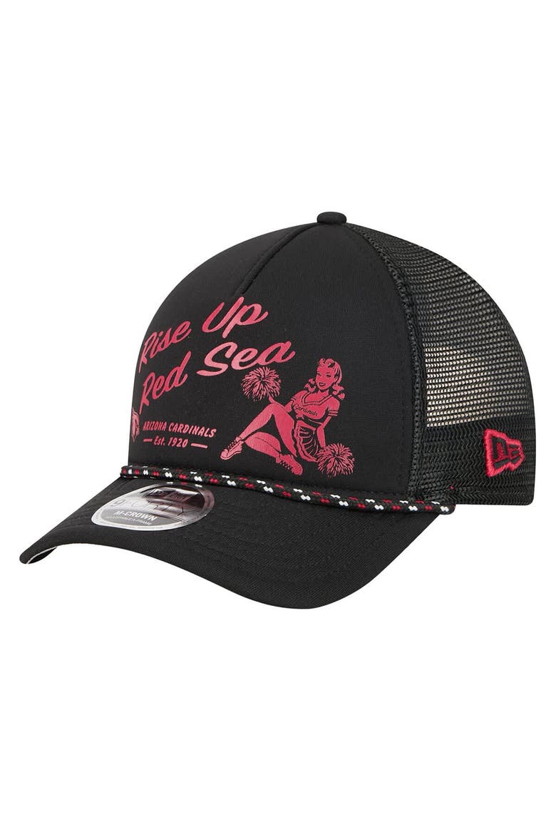Men's New Era Black Arizona Cardinals Gas Station 9FORTY A-Frame M-Crown Adjustable Trucker Hat, Main, color, Black