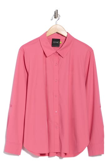 Lyssé Lysse Connie Roll Tab Button-up Shirt In Pink