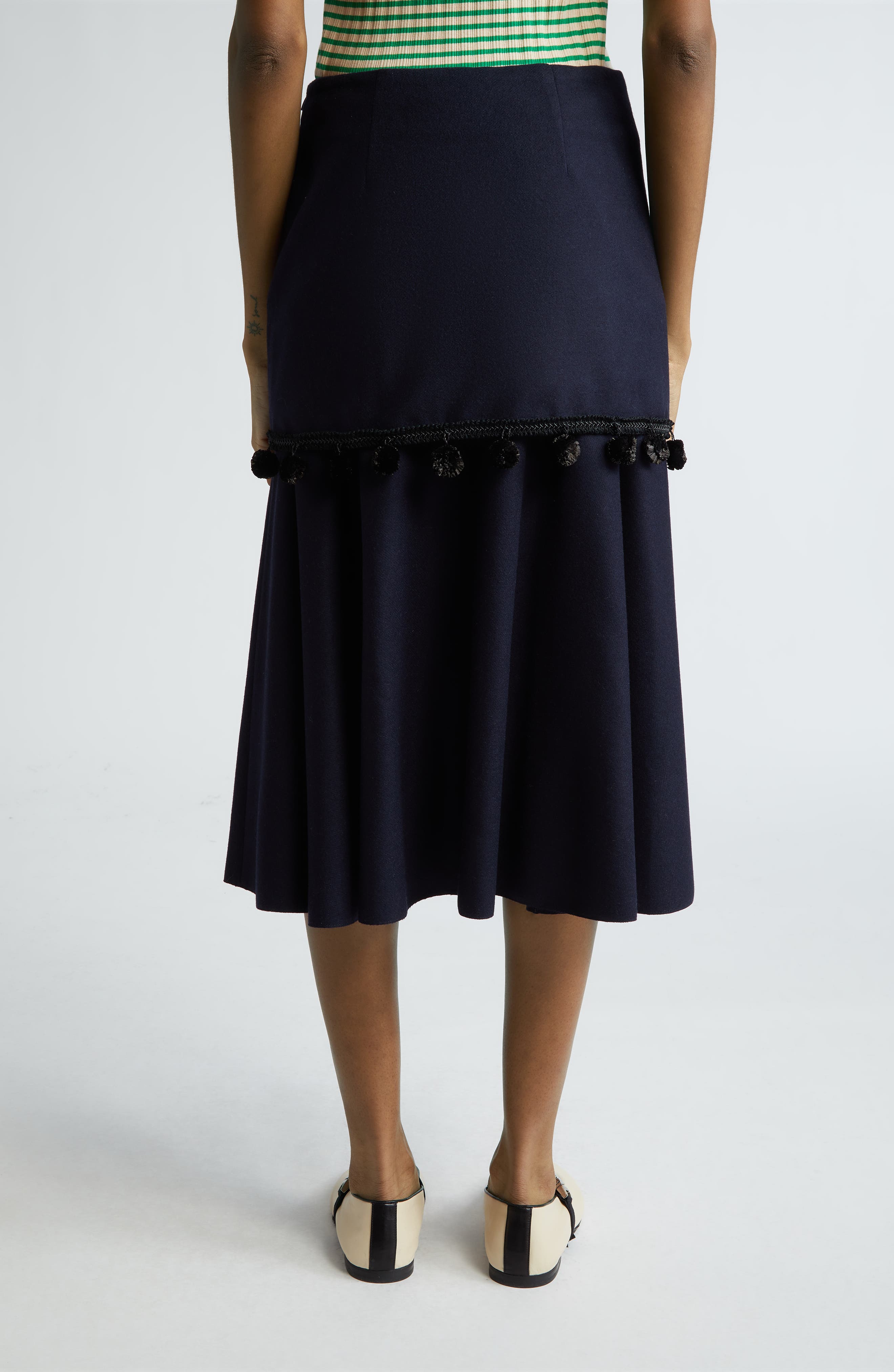 Wales Bonner Serenade Pompom Trim Midi Skirt (Women) | Nordstromrack