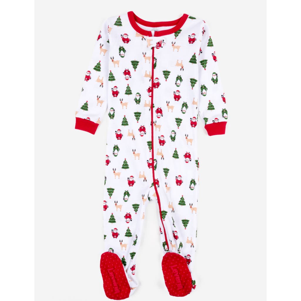 Leveret Footed Printed Cotton Pajamas, Animal, Holiday & Fun Prints In White