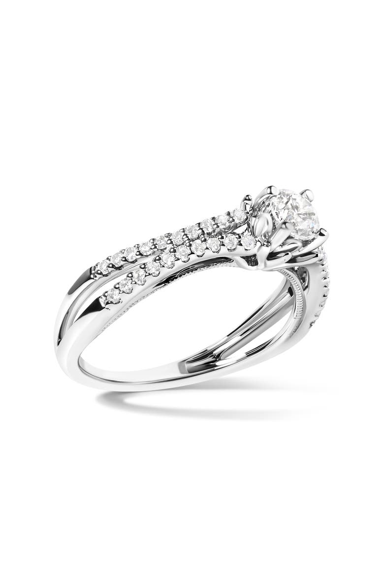 14K White Gold 5/8 Cttw Diamond Split Shank Engagement Ring, Alternate, color, White