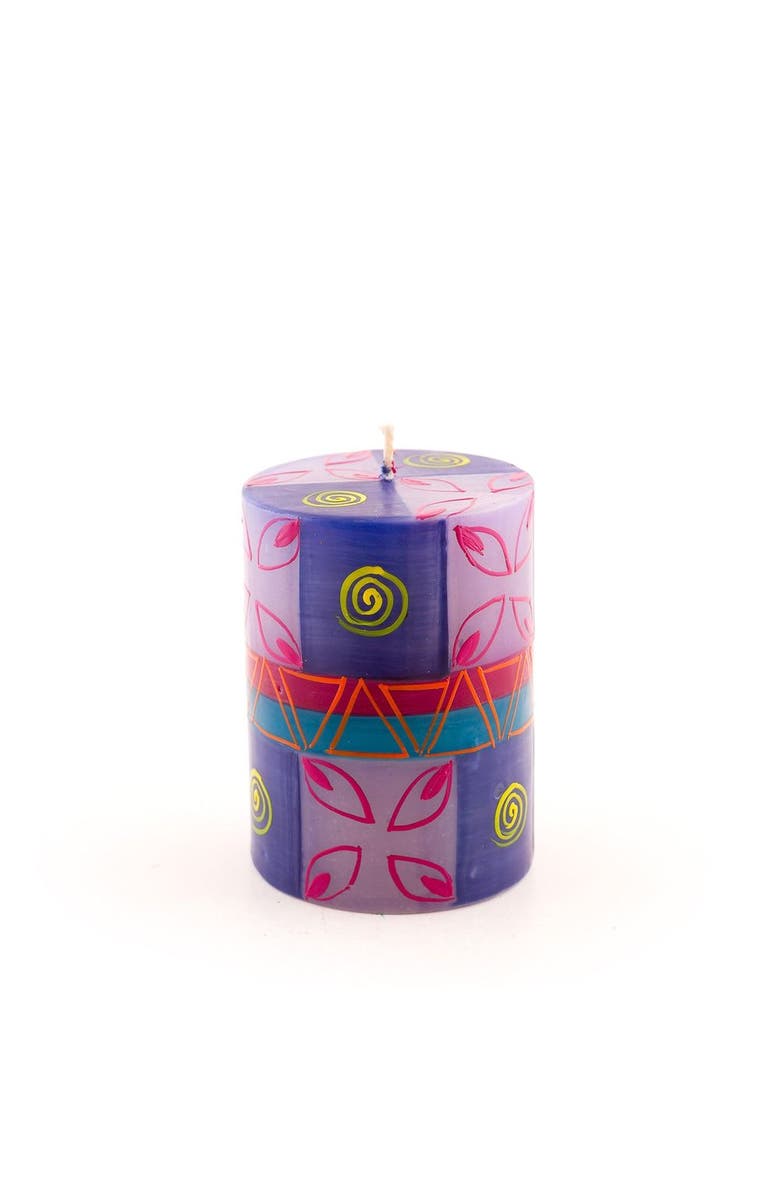Thumbprint Artifacts Blue Moon Painted Pillar Candle, Main, color, Blue - 3X4"