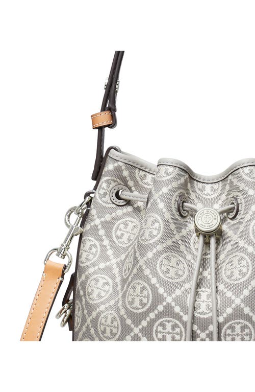 Tory Burch T Monogram Jacquard Utility Bucket Bag In Gray