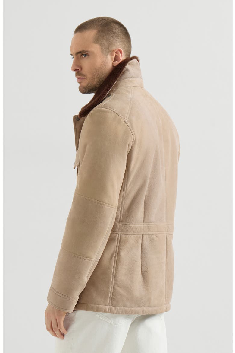 Waxed shearling safari jacket, Alternate, color, White