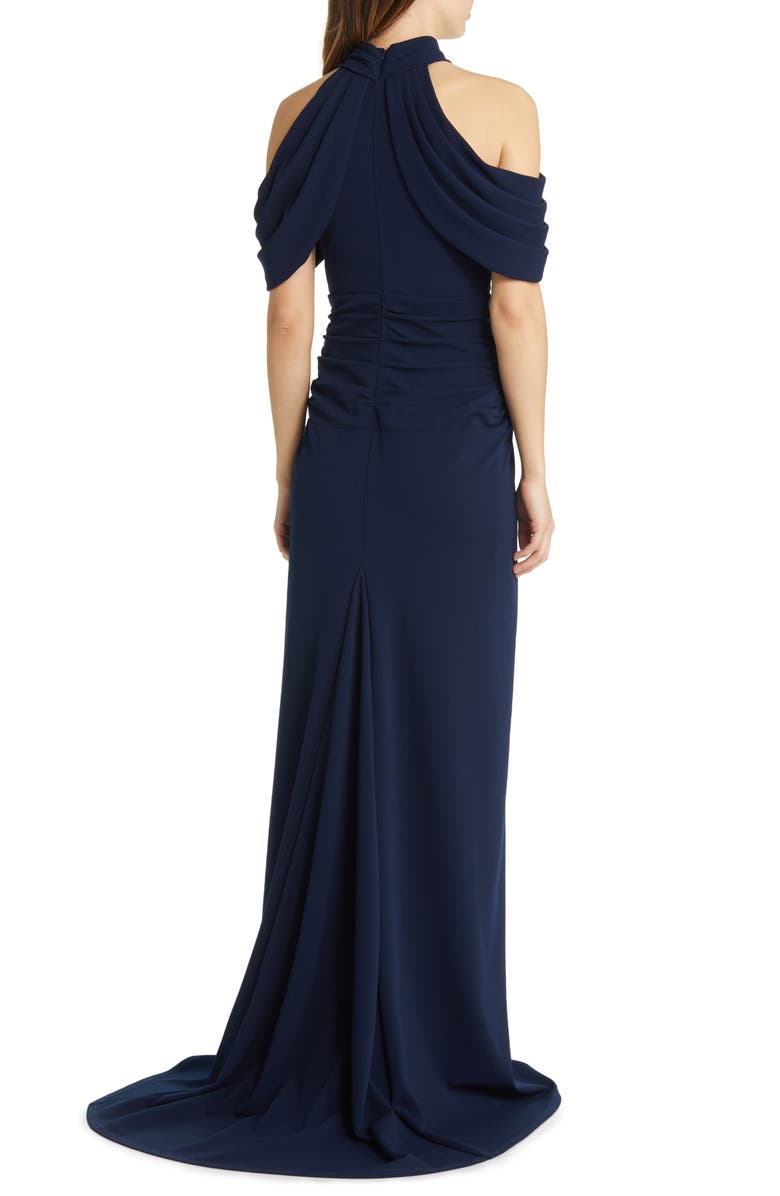 Tadashi Shoji Cold Shoulder Crepe Gown, Alternate, color,