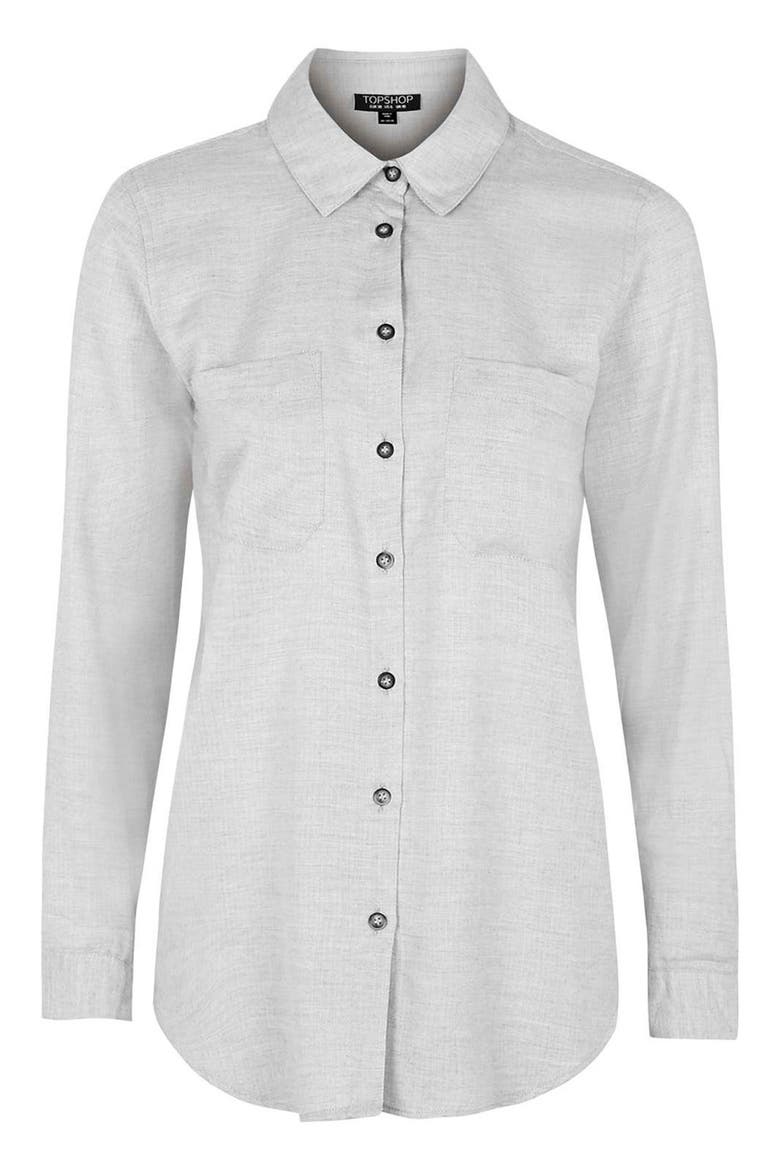 Herringbone Chambray Shirt, Alternate, color, GREY