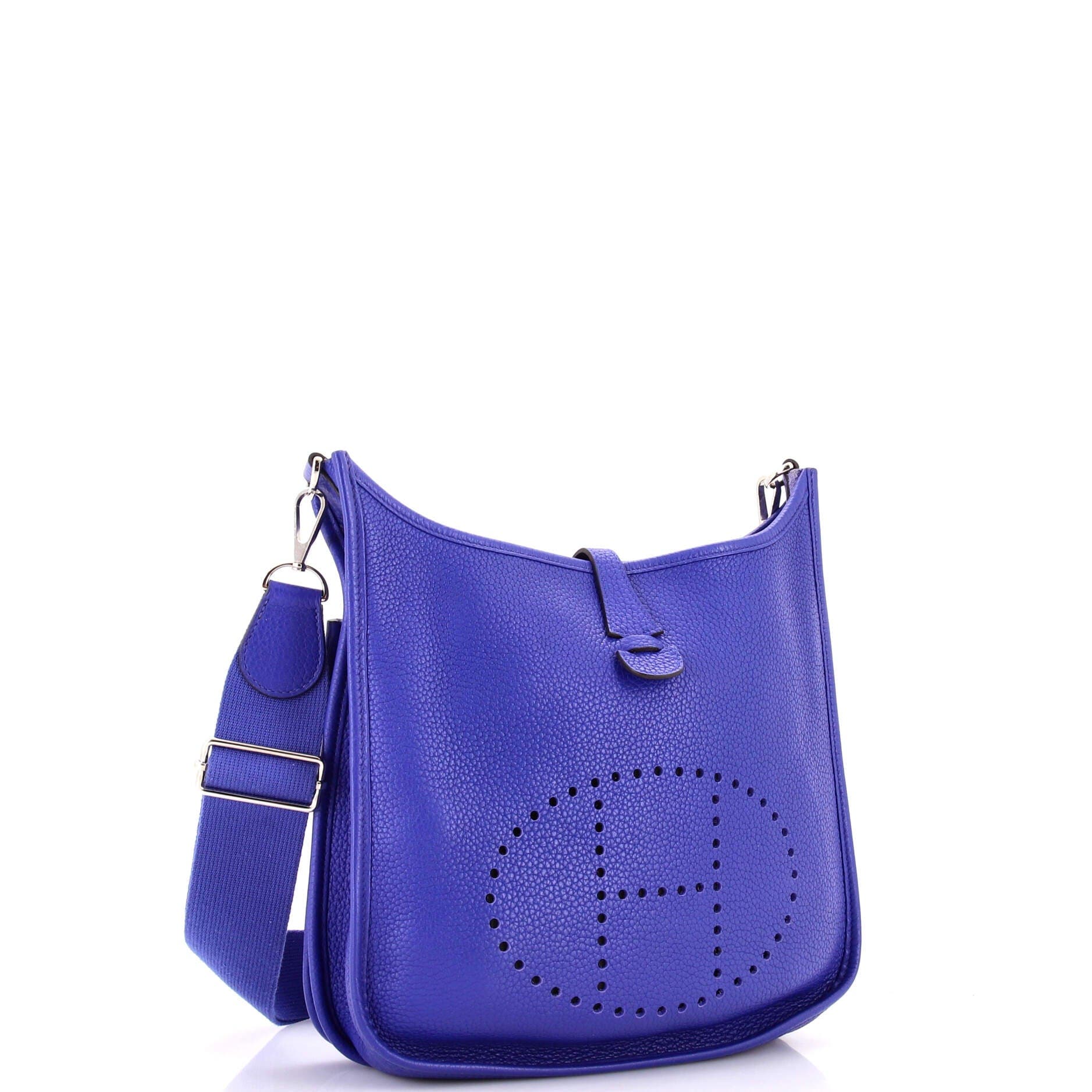 Pre-Owned Hermes Evelyne Bag Gen III Clemence PM, Alternate, color, Bleu Electrique