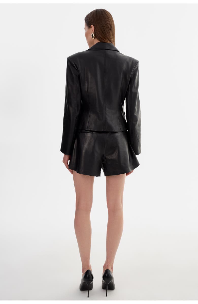LAMARQUE Valentina| Micro Leather Blazer, Alternate, color, Black