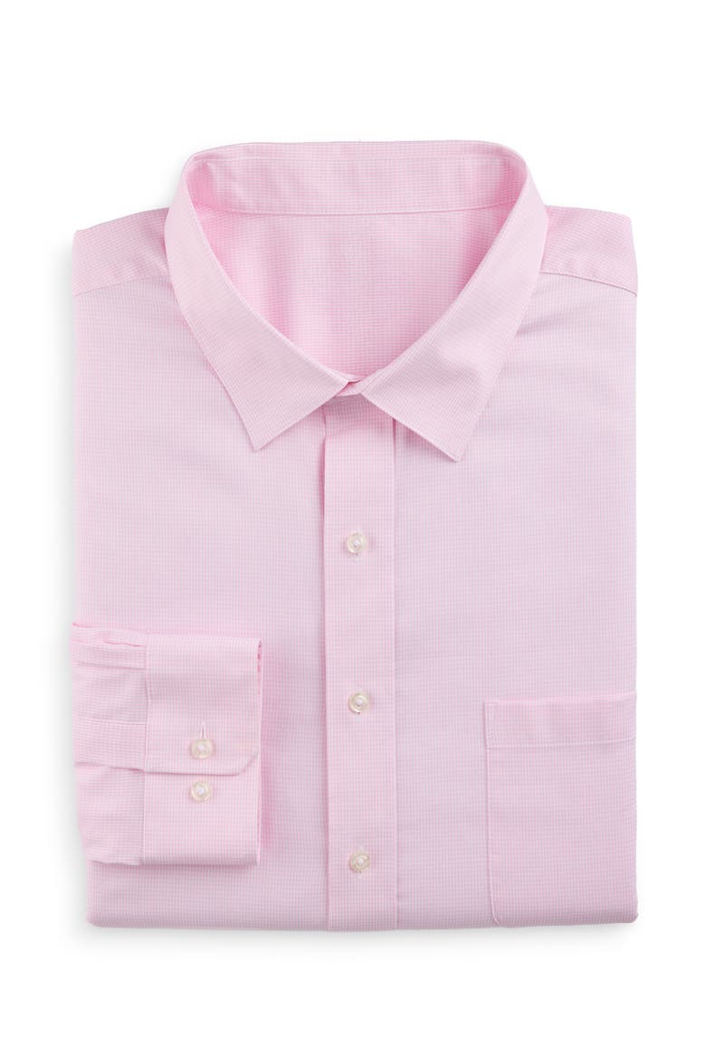 Big & Tall Mini Grid Patterned Dress Shirt, Main, color, PINK