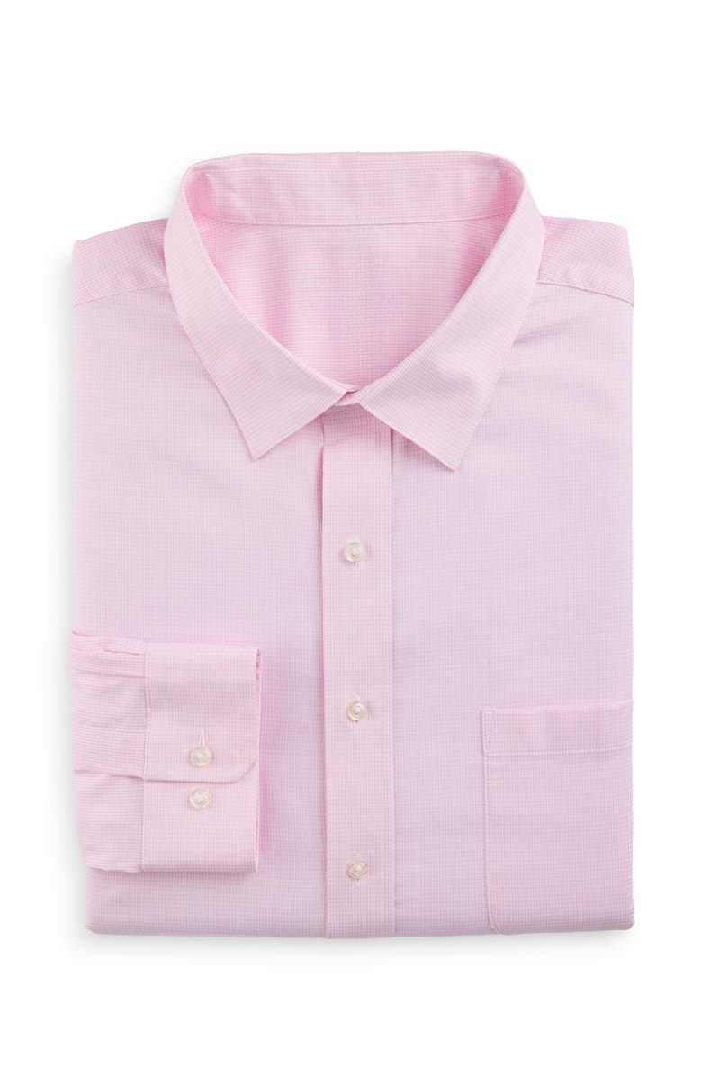Oak Hill by DXL Big & Tall Mini Grid Patterned Dress Shirt, Main, color, Pink