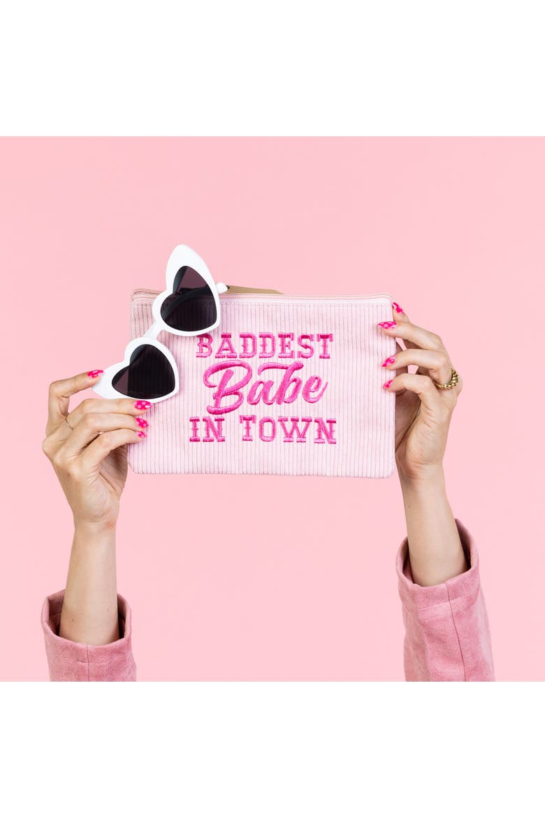 Baddest Babe In Town Corduroy Bag Polyester Pink, Alternate, color, Pink