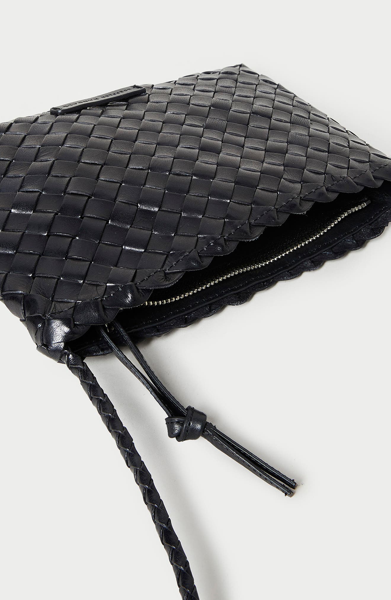 Loeffler Randall Marison Woven Leather Crossbody Pouch, Alternate, color, Black