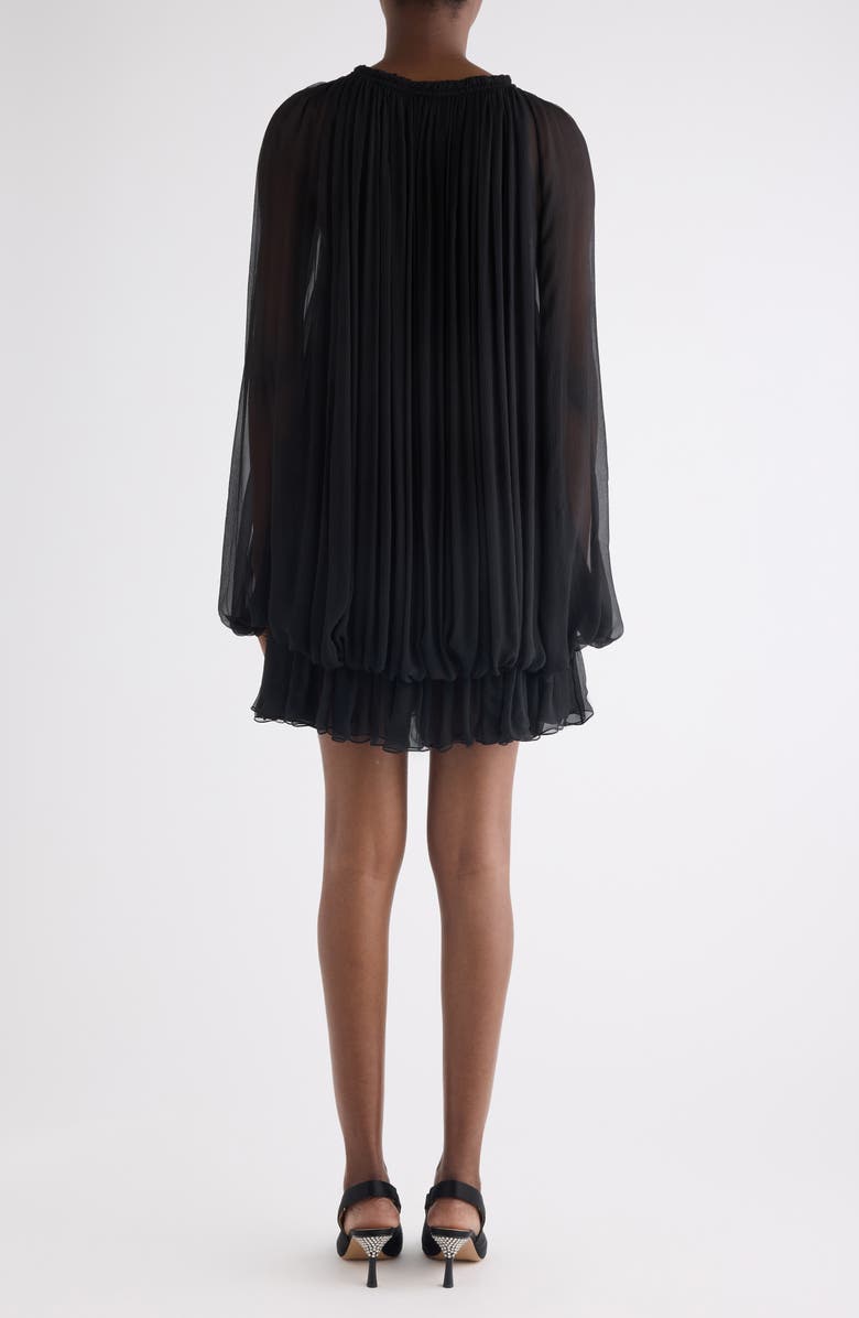 Chloé Long Sleeve Organic Silk Muslin Cape Minidress, Alternate, color, Black