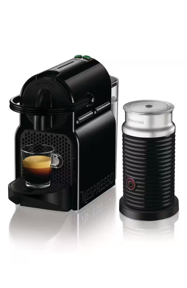 Nespresso Inissia Coffee Machine & Aeroccino Frother Set, Alternate, color, Black