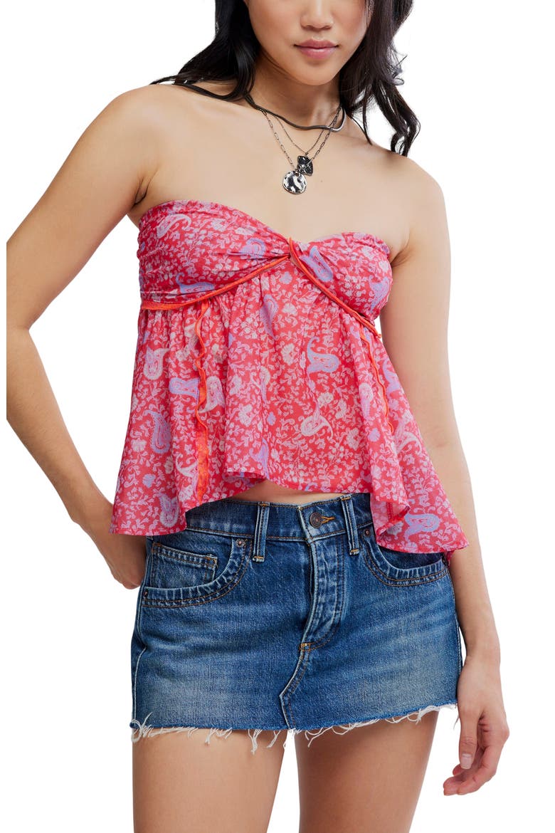 Malia Floral Paisley Babydoll Top, Main, color, RASPBERRY COMBO