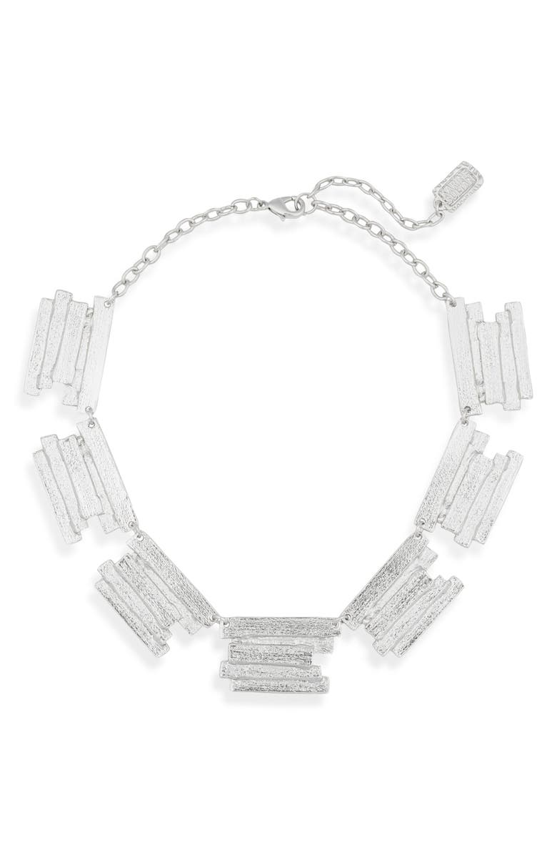 Karine Sultan Brushed Bar Statement Necklace, Main, color, Silver