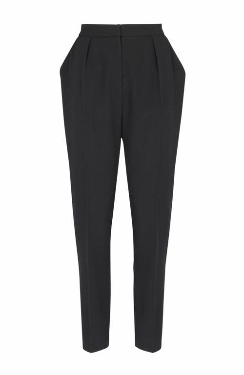 Balmain High-waisted Grain De Poudre Trousers In Black