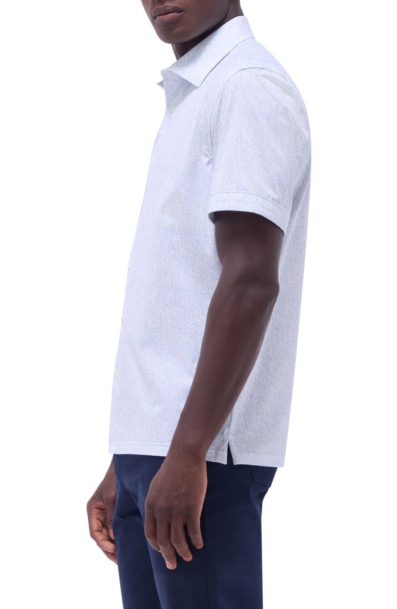 Bugatchi Milo OoohCotton<sup>®</sup> Guitar Print Short Sleeve Button-Up Shirt, Alternate, color, Menthol