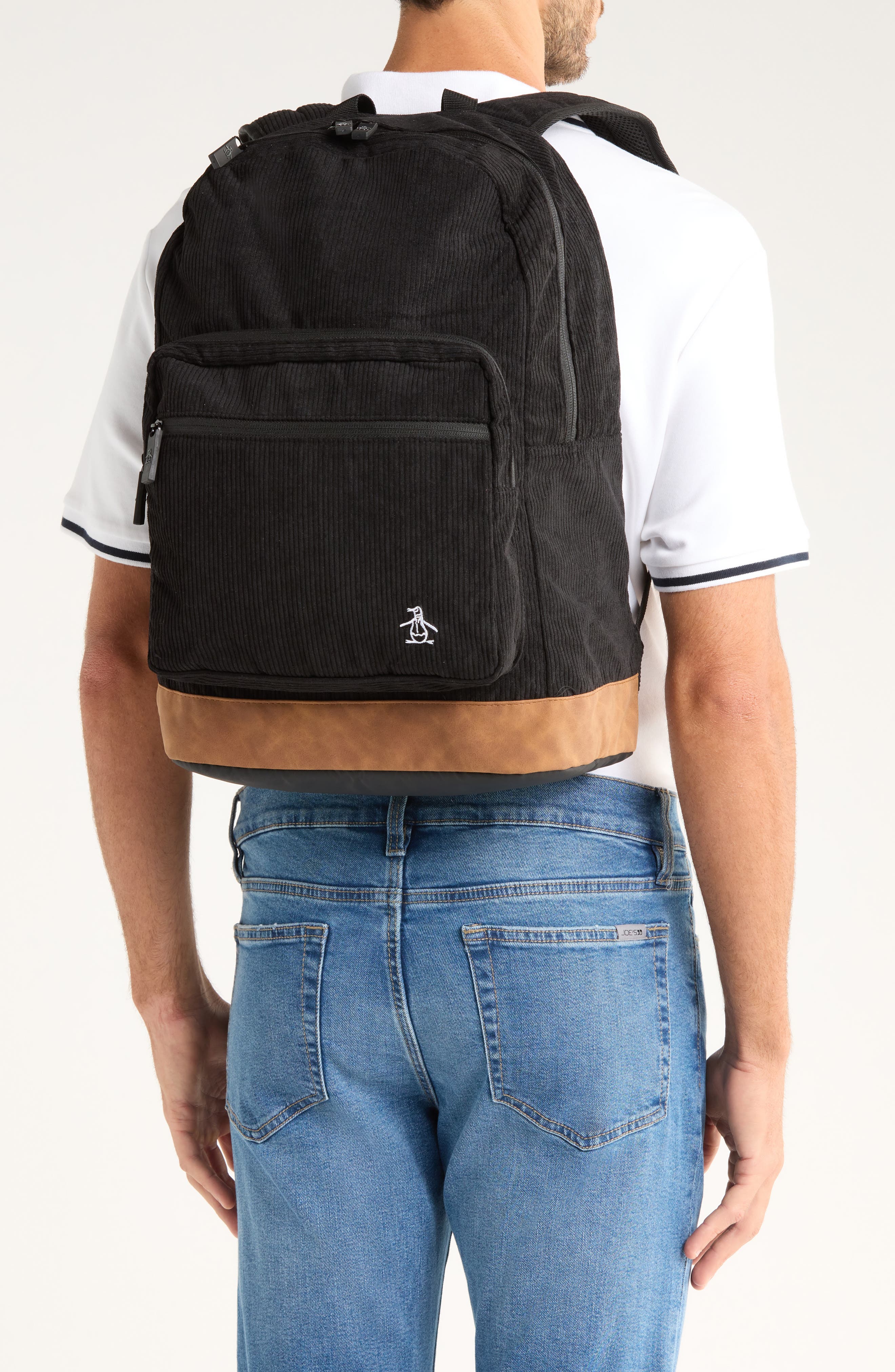 Original Penguin Corduroy Backpack, Alternate, color, Black