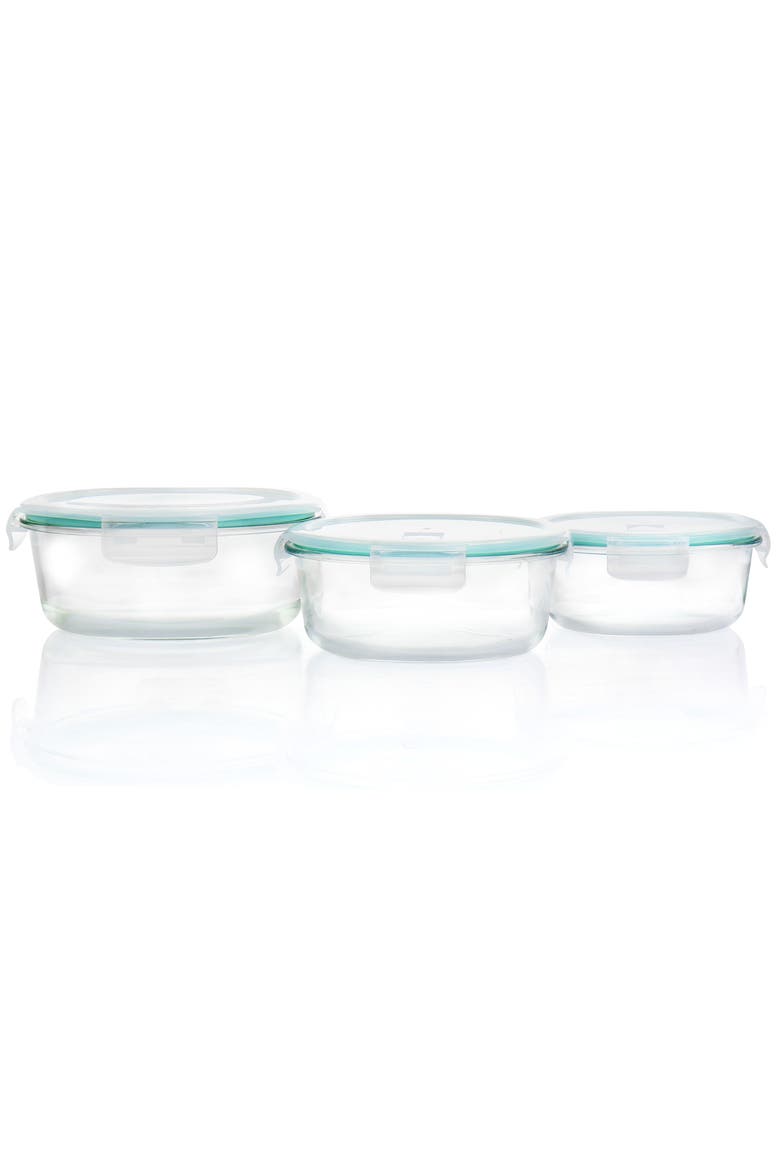 6 Piece Round Glass Storage Containers with Leak Proof Lids, Alternate, color, Clear