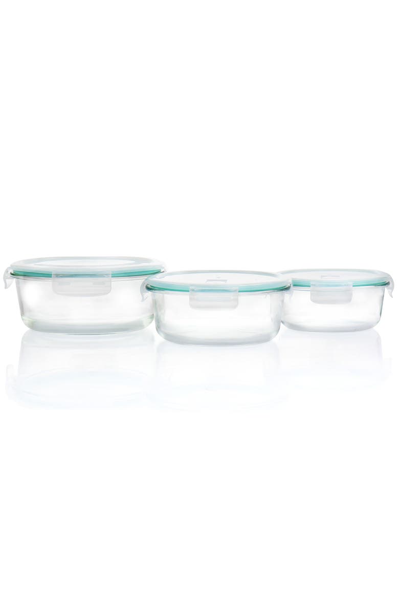 MARTHA STEWART 6 Piece Round Glass Storage Containers with Leak Proof Lids, Alternate, color, Clear