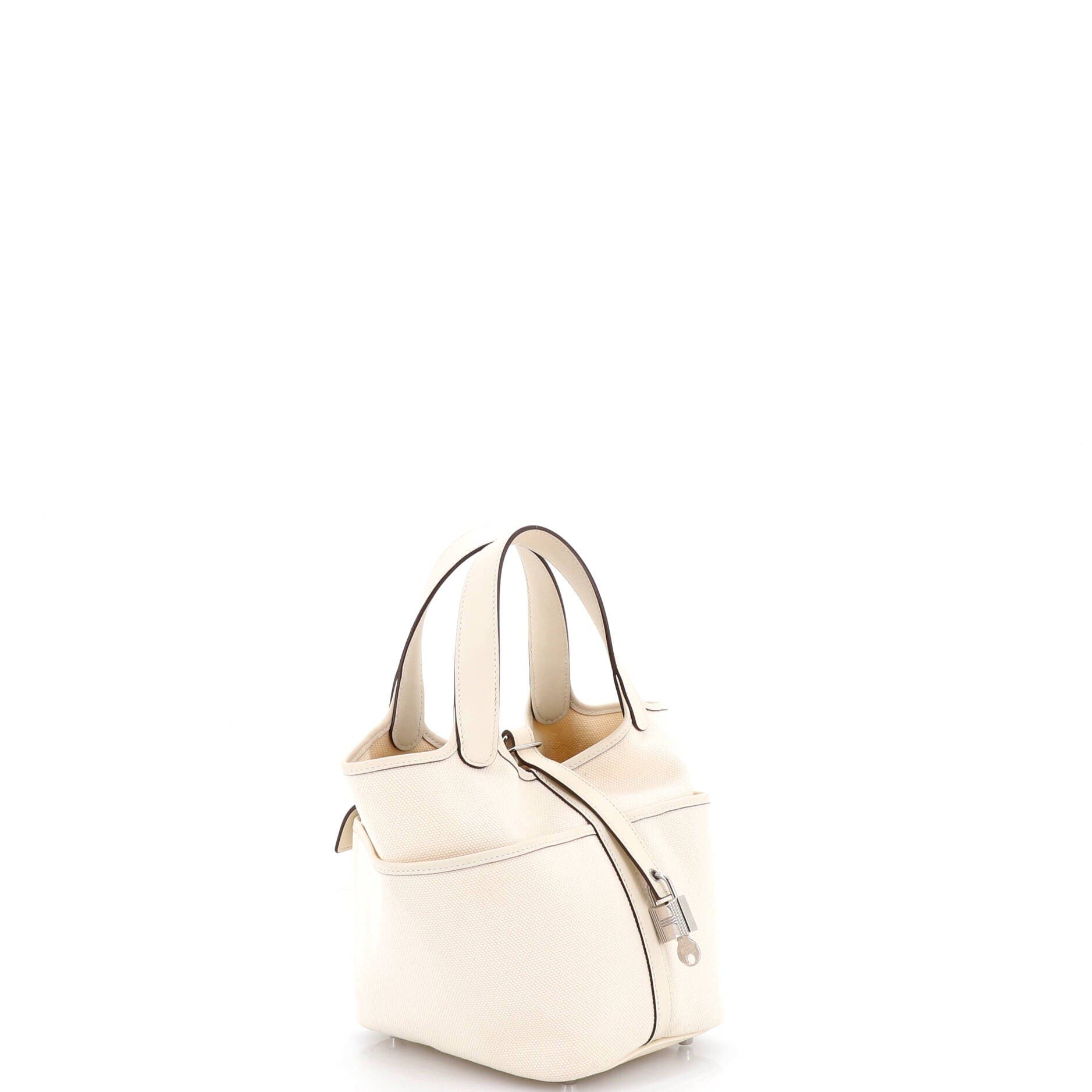 Pre-Owned Hermes Cargo Picotin Lock Bag Canvas and Swift PM, Alternate, color, Nata