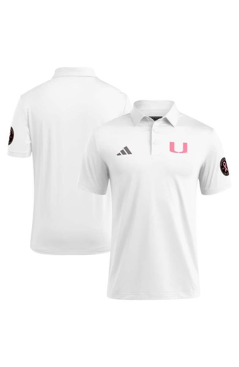 adidas Men's adidas White Miami Hurricanes Wear Pink Breast Cancer Awareness Polo, Alternate, color, White