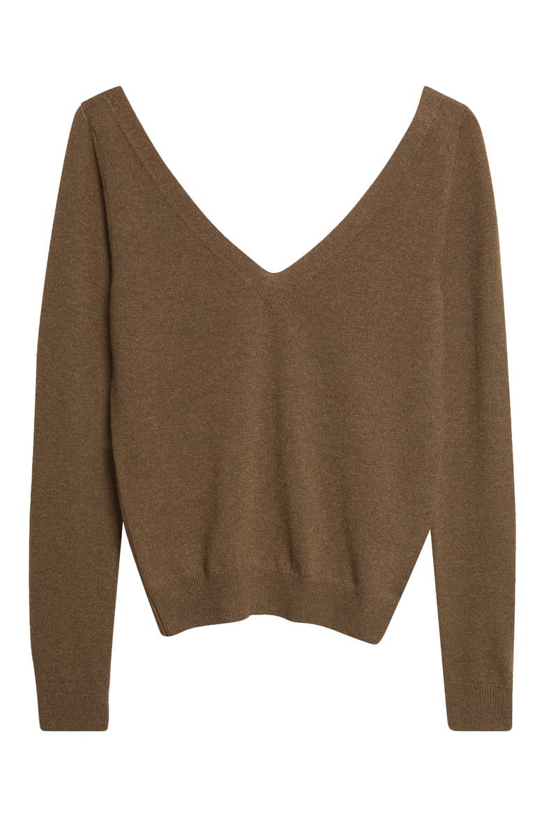 Deep V-Neck Cashmere Sweater, Alternate, color, KHAKI MILITAIRE