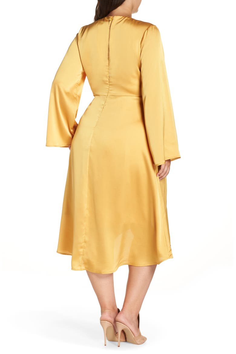 Satin Wrap Dress, Alternate, color, YELLOW