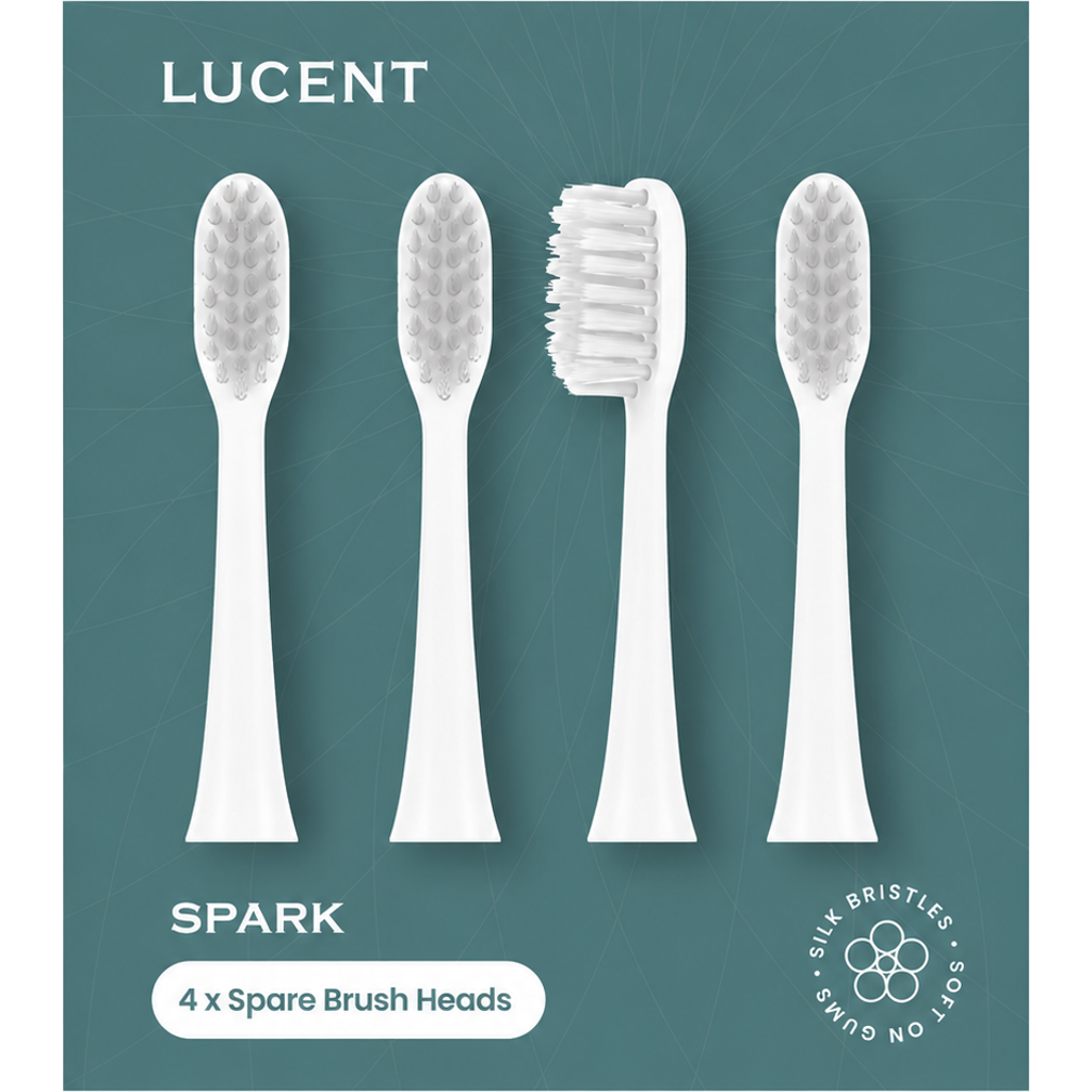 Be Lucent Spark Sonic Toothbrush Heads, 4 Pack In White