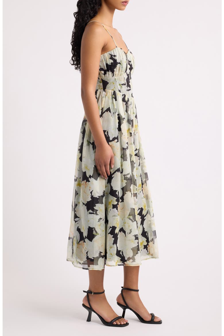 Linda Floral Corset Midi Dress, Alternate, color, BLACK FLORAL
