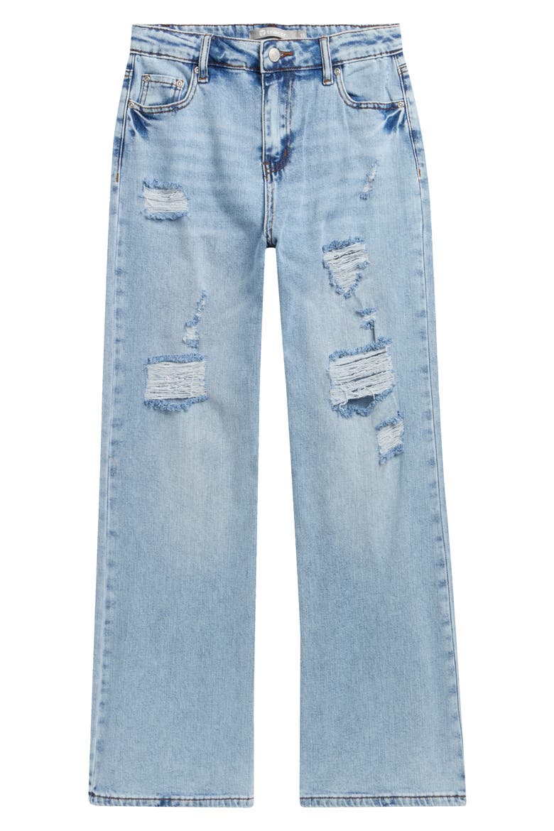 Kids' Destructed Wide Leg Jeans, Main, color, LIGHT INDIGO