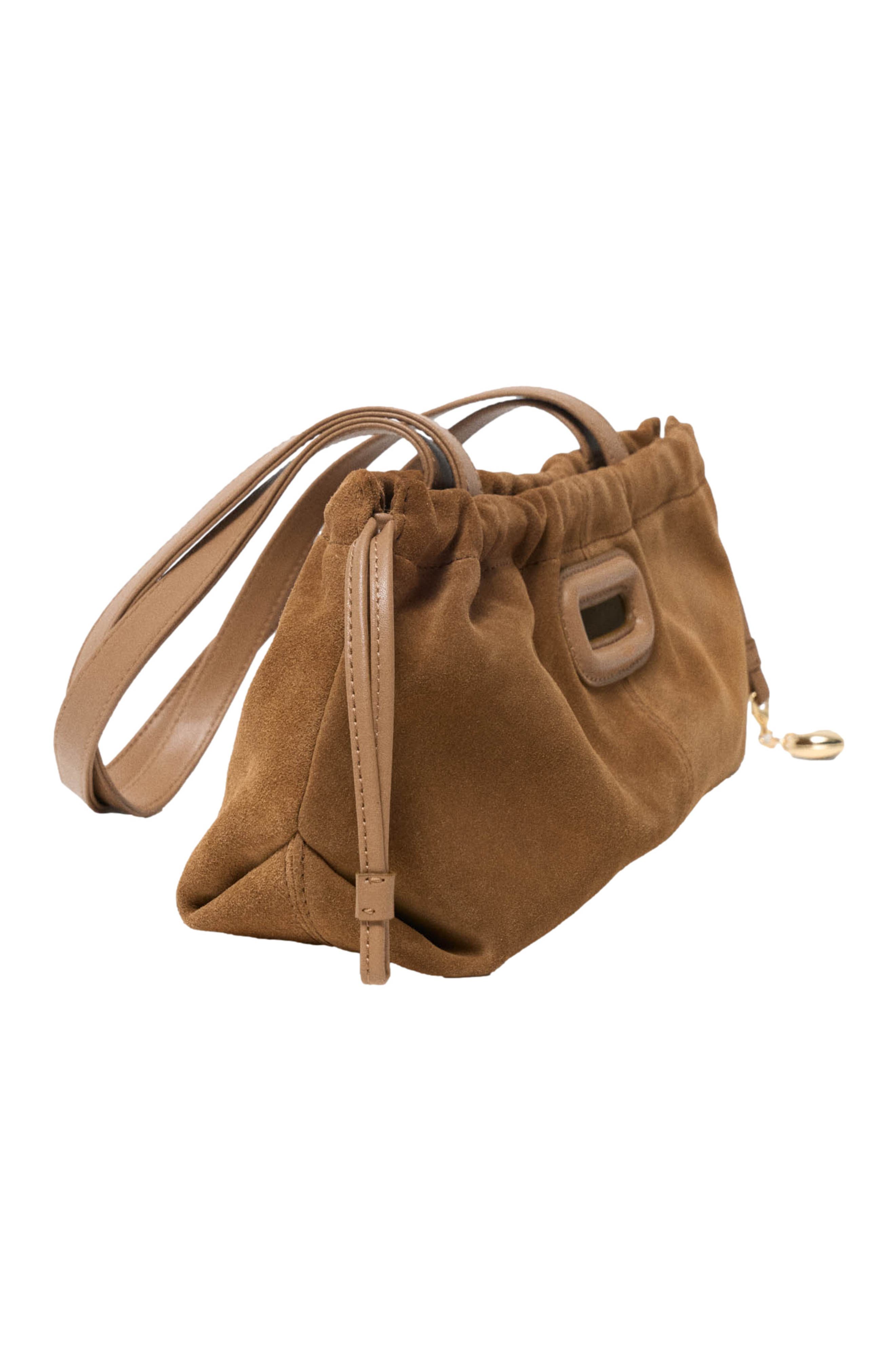 maje Suede Milpli Gazette bag, Alternate, color, Camel