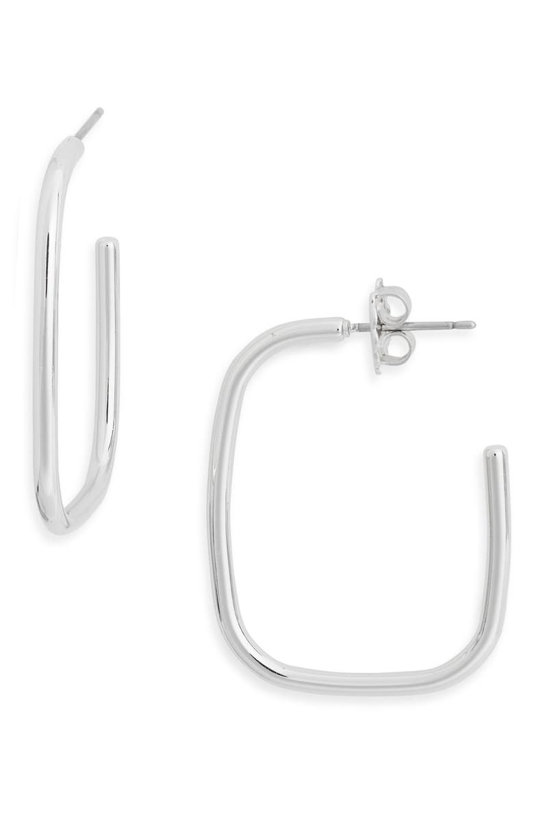 NORDSTROM RACK Rounded Square Hoop Earrings, Main, color, Silver