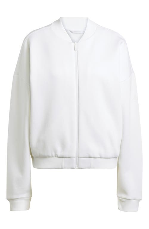 Adidas Originals Adidas Fleece Bomber Jacket In White