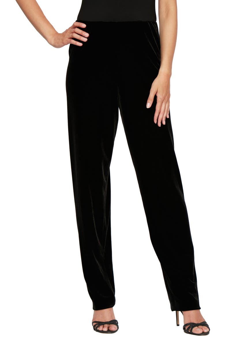 Alex Evenings Slim Velvet Pull-On Pants, Main, color, Black