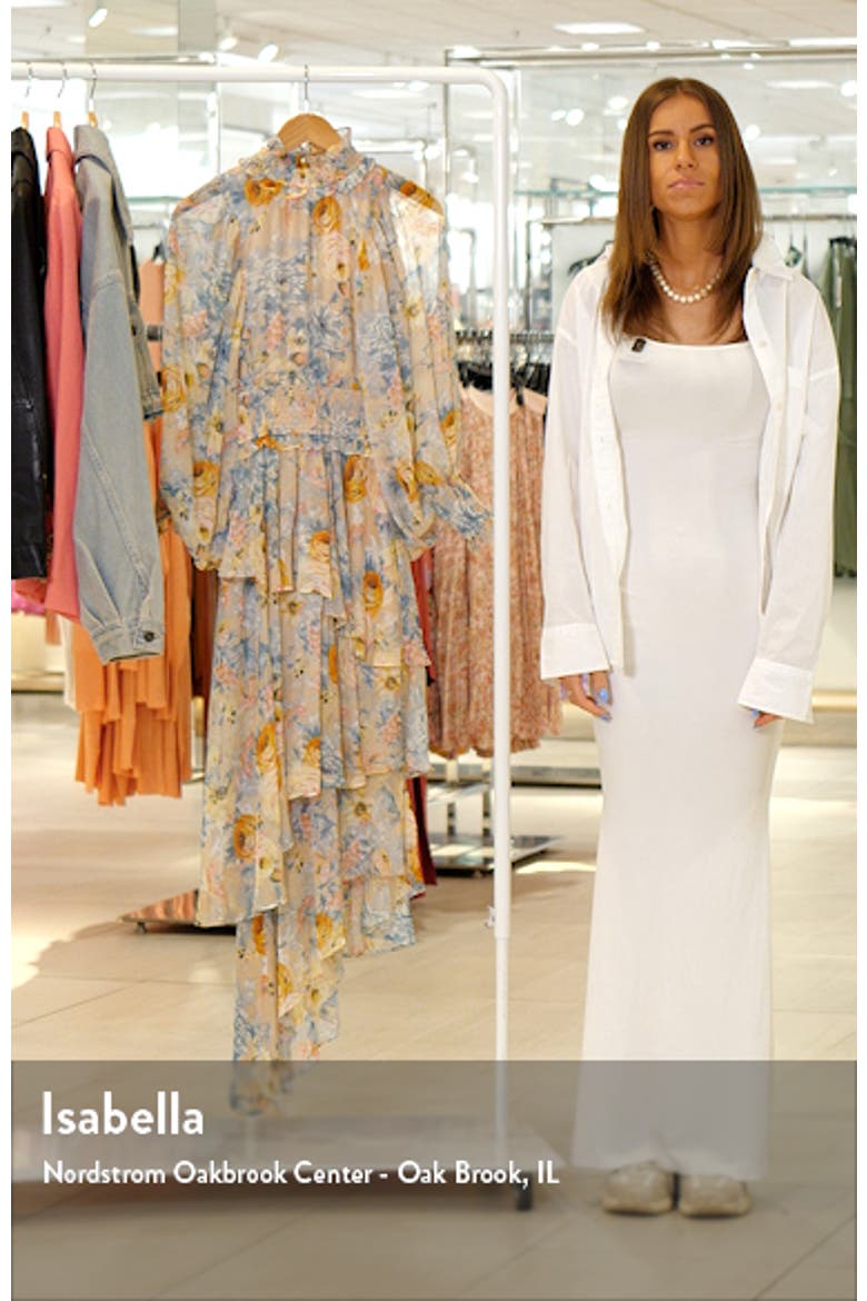 Astrid Floral Print Long Sleeve Asymmetric Chiffon Dress video