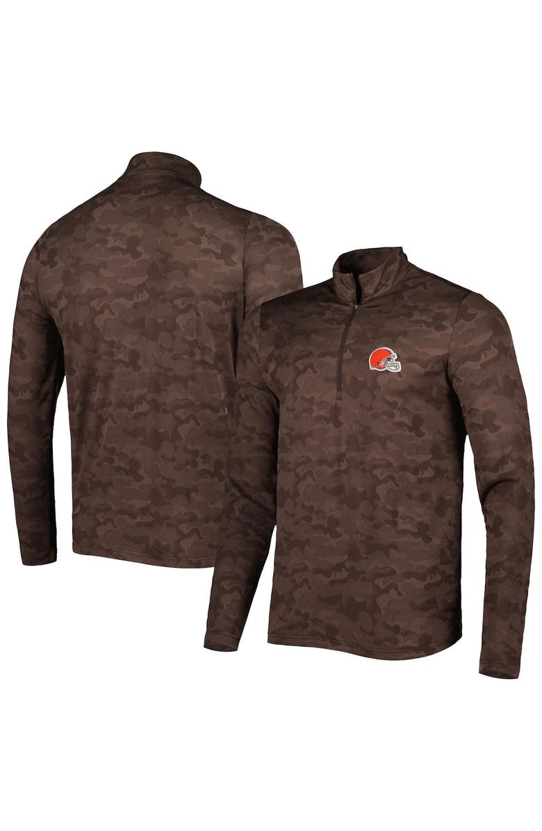 ANTIGUA Men's Antigua Brown Cleveland Browns Brigade Quarter-Zip Sweatshirt, Main, color, Brown
