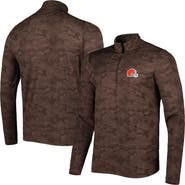 ANTIGUA Men's Antigua Brown Cleveland Browns Brigade Quarter-Zip Sweatshirt