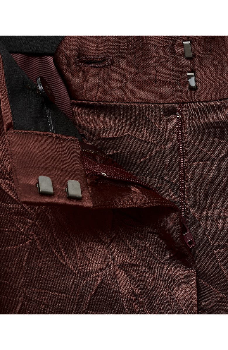 MANGO Crinkled Effect Straight Leg Pants, Alternate, color, Chocolate