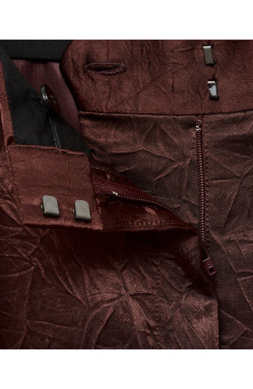 Mango Crinkled Effect Straight Leg Pants In Burgundy