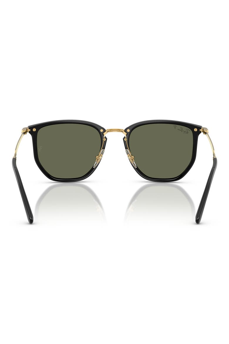 50mm Small Polarized Irregular Sunglasses, Alternate, color, BLACK / POLAR GREEN