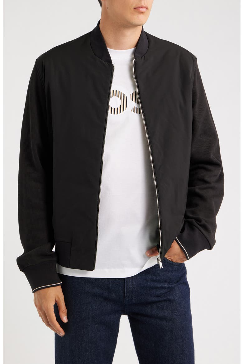 Hybrid Bomber Jacket, Main, color, BLACK