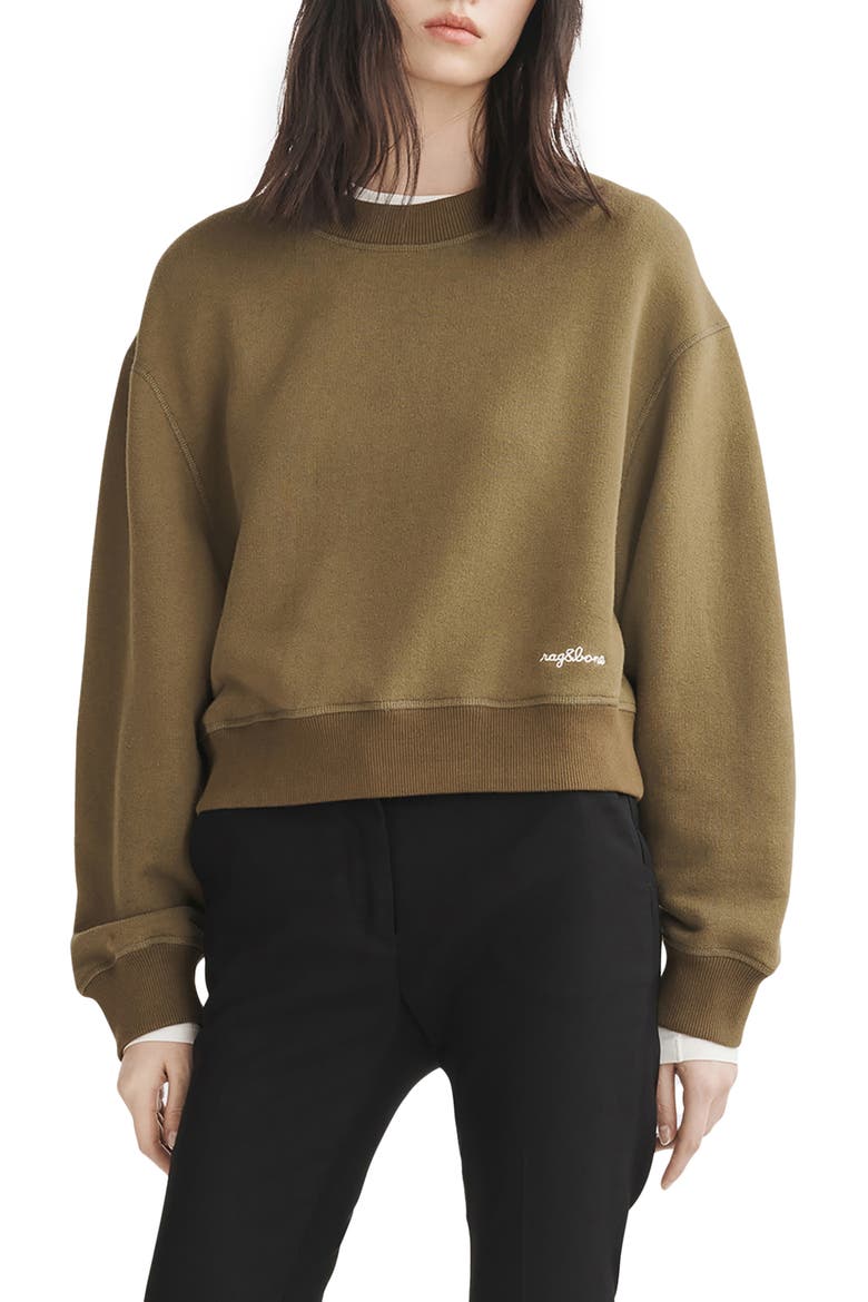 Cotton Blend French Terry Sweatshirt, Main, color, MILITARY O
