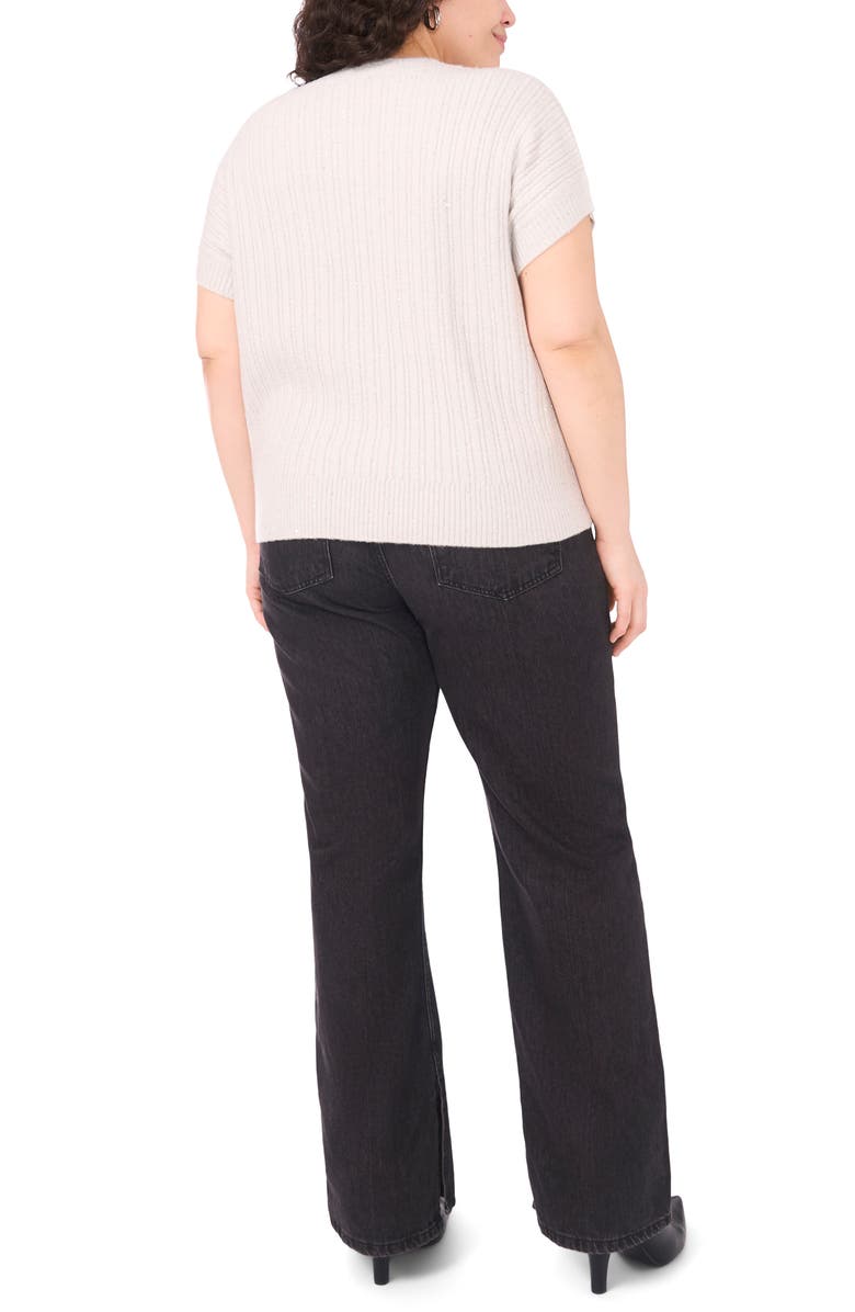 Vince Camuto Metallic Short Sleeve Crewneck Sweater, Alternate, color, Ivory Silver