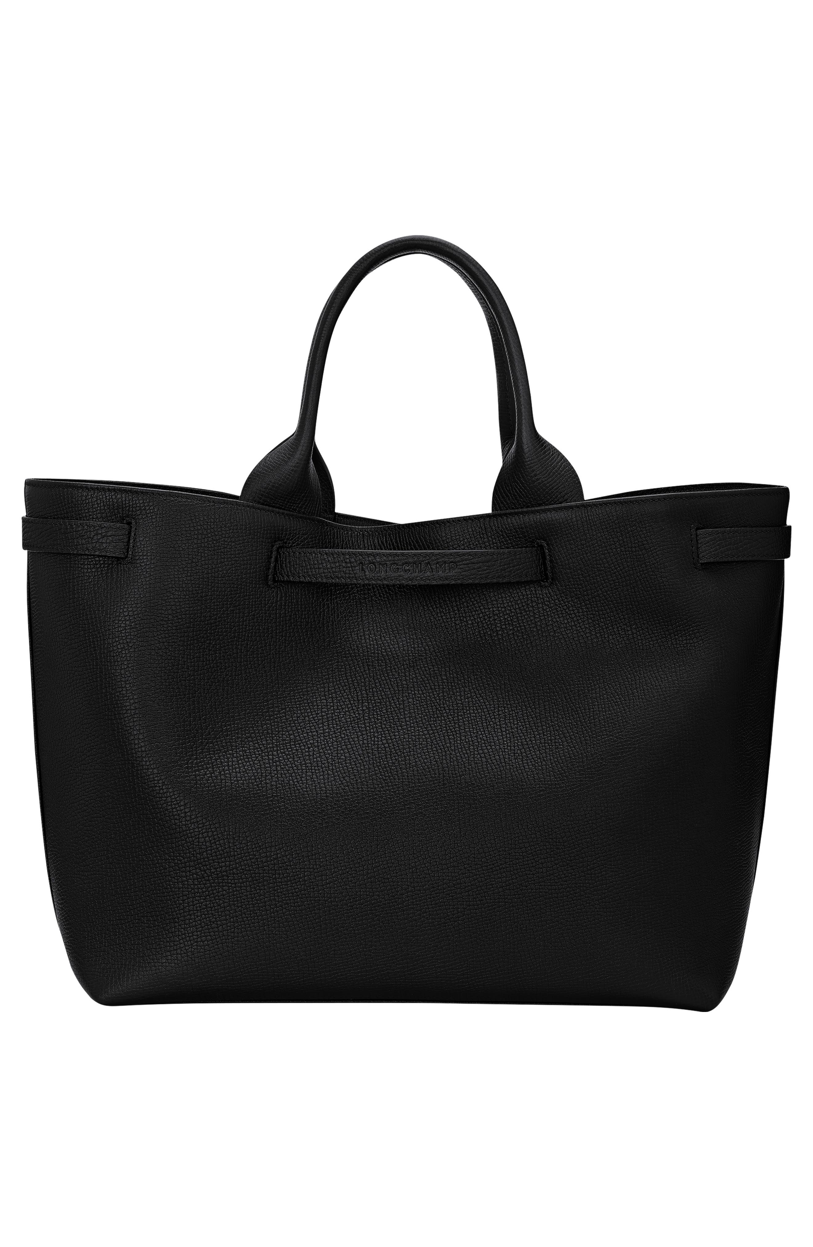 Le Smart Flow Large Leather Tote, Alternate, color, BLACK