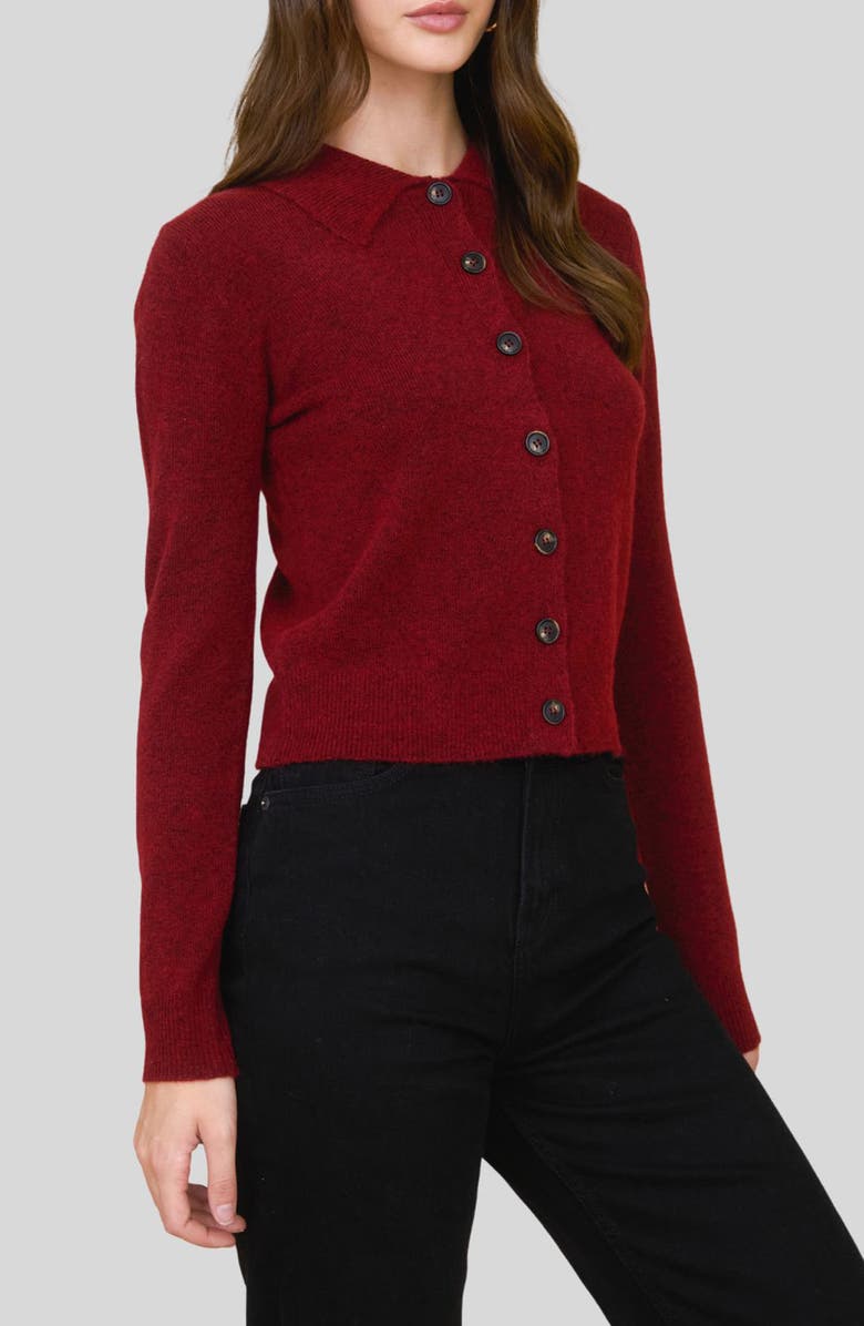 Blu Pepper Collared Crop Cardigan, Alternate, color, Deep Red