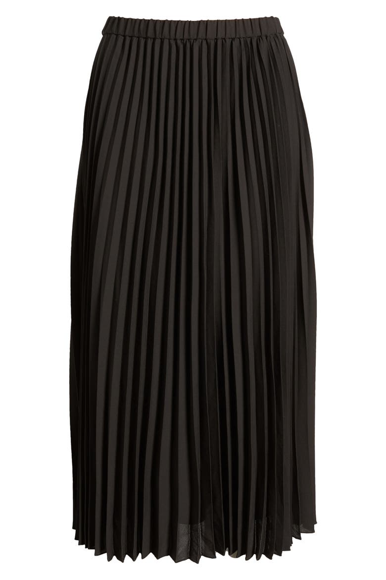 Pull-On Pleated Skirt, Alternate, color, ANNE BLACK