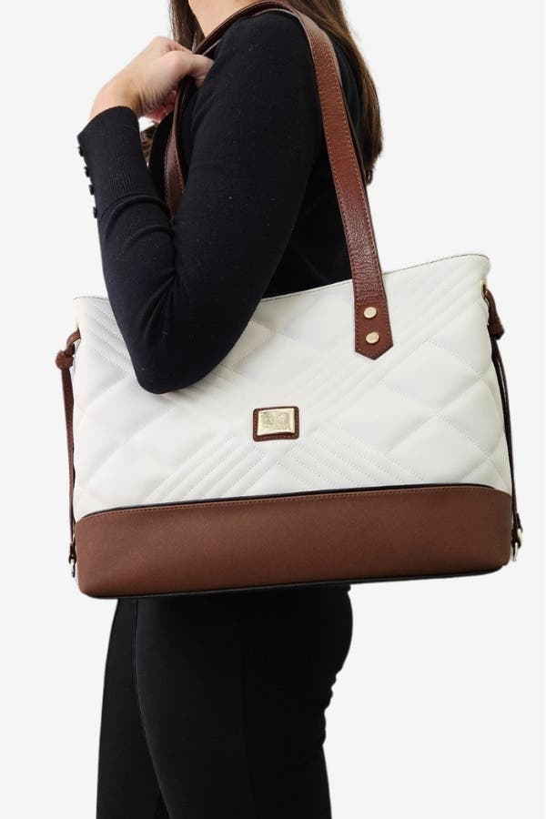 Poesie 578 Tote Bag, Alternate, color, Black / Camel Brown / White