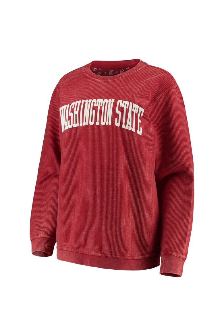 Women's Pressbox Crimson Washington State Cougars Comfy Cord Vintage Wash Basic Arch Pullover Sweatshirt, Alternate, color, Crimson